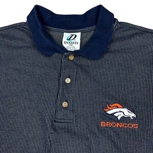 Vintage Denver Broncos Dynasty Polo Shirt Navy Blue XXL Embroidered NFL Football